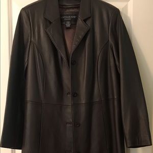 Chocolate Brown Genuine Leather Coat